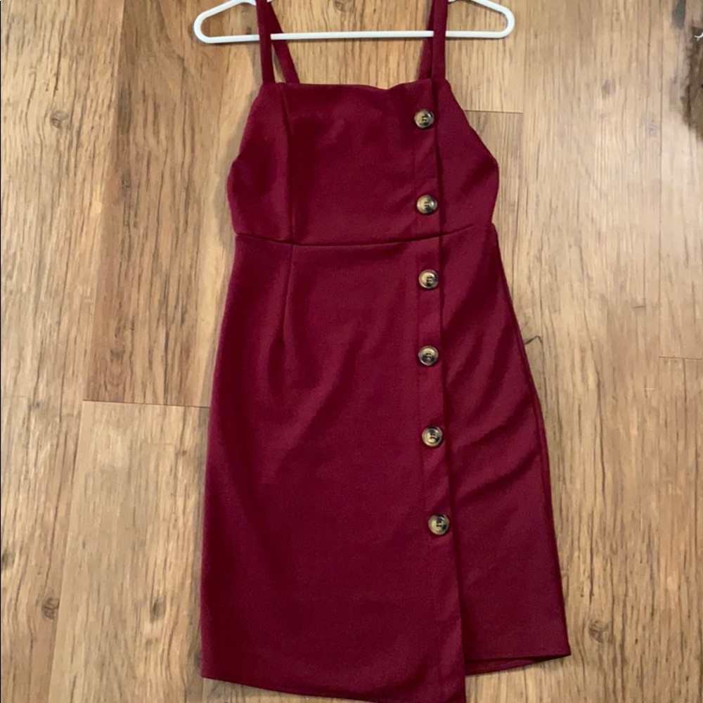 Red maroon dress with buttons